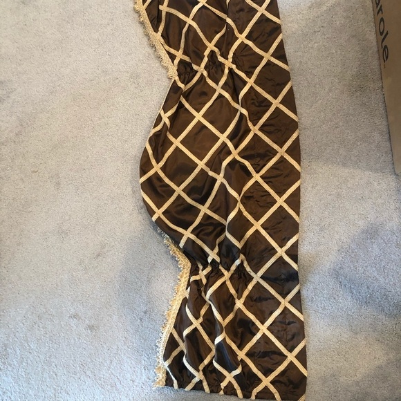 Rod Pocket 50 Inch Wide Brown/gold scalloped valance - Picture 3 of 7